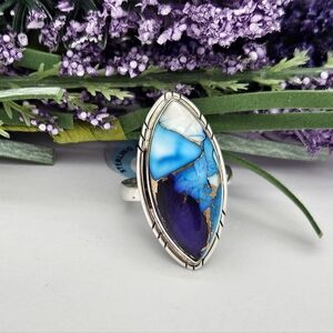 Ice Blue Dahlia Sterling Silver Ring